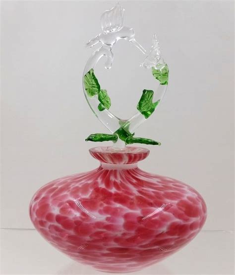 Vintage Hand Blown Glass Perfume Bottle With Hummingbird Stopper S And K Ltd