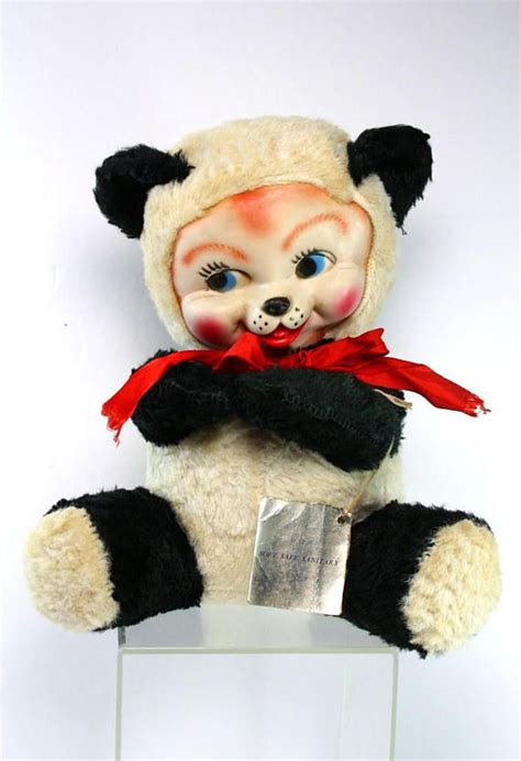 Vintage Vinyl Facestuffed Panda Bear Doll 1960s Toy Pet Toys Bear