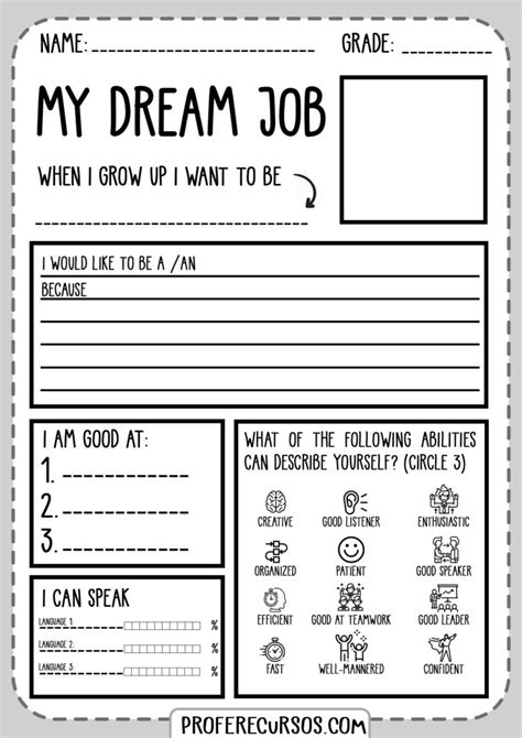 My Dream Job Worksheet Profe Recursos