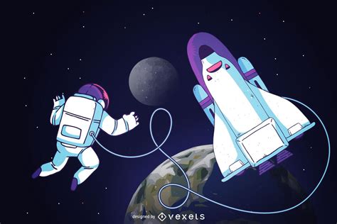 Astronaut In Space Illustration - Vector Download