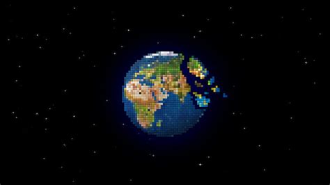 Hd Wallpaper Digital Art Space Stars Black Earth Planet Pixels