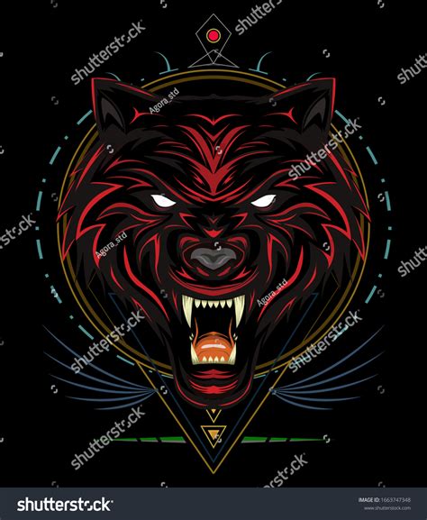 Red Wolf Logo Angry Wolves Face Stock Illustration 1663747348