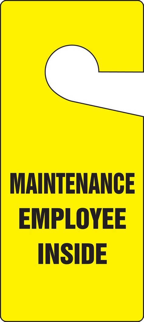 Maintenance Employee Inside Door Knob Safety Tag Tad847