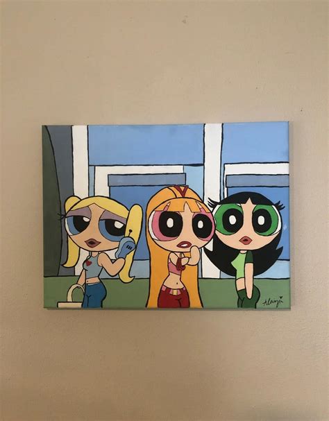 Powerpuff Girls 12x16 Canvas Painting On Mercari Mini Canvas Art Pop