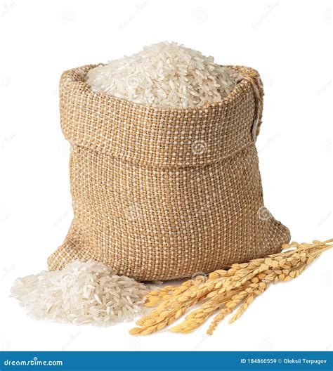 Rice In Burlap Sack Stock Image Image Of Scattered 184860559