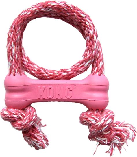 Kong Puppy Goodie Bone With Rope Dog Toy Color Varies X Small