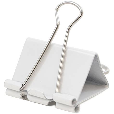 Jam Paper Colorful Binder Clips Large 1 12 Inch 41 Mm White