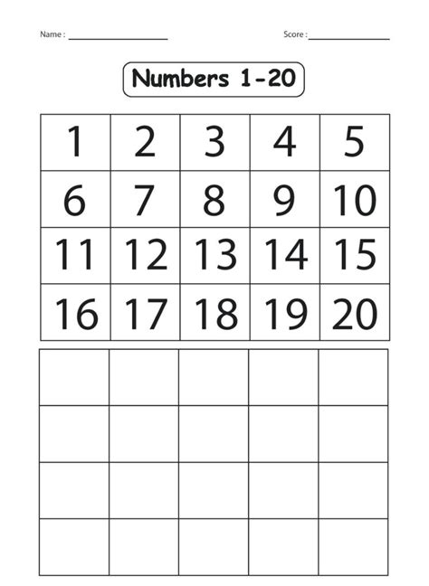Math Worksheets For Kindergarten Numbers 1 20