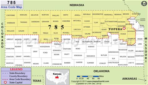 785 Area Code Map, Where is 785 Area Code in Kansas