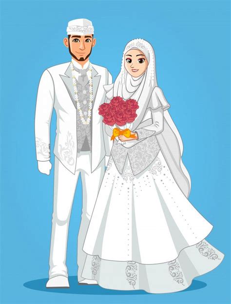 Premium Vector Muslim Brides In White Clothes Muslim Brides