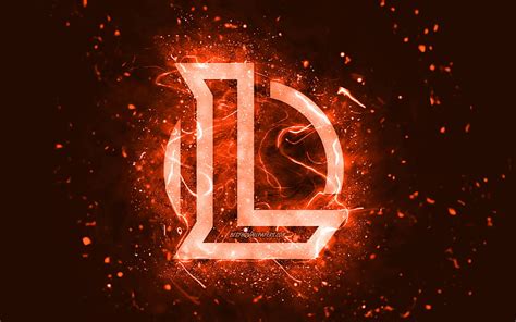 4k Free Download League Of Legends Orange Logo Lol Orange Neon