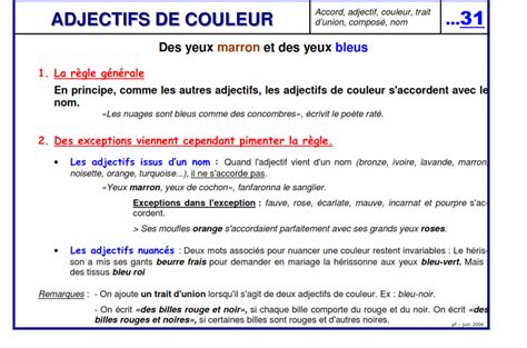 les adjectifs de couleur | French grammar, French language, French class