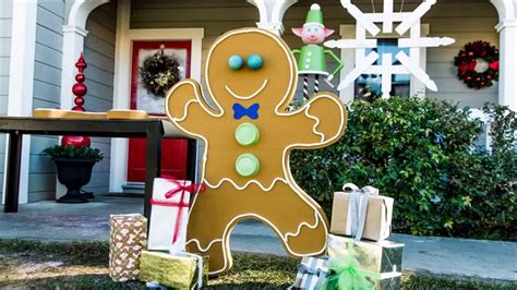 If you're wondering how to make your christmas tree look full, the secret is using your backing branches and wing branches as extra decoration. Gingerbread Family Outdoor Christmas Decoration - YouTube