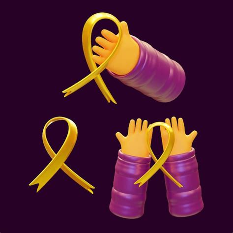 Premium Psd 3d Hand Purple And Yellow Ribbon