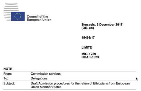 Leaked European Union Document Outlines Procedure To Expel Ethiopians