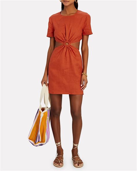 Staud Epona Cut Out Linen Mini Dress Intermix®