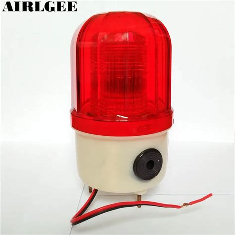 Industrial 105 110dB Buzzer Siren DC 12V Red LED Warning Light Signal