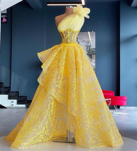 Lemon Yellow Corset Gown Yellow Evening Dresses Prom Dresses Long