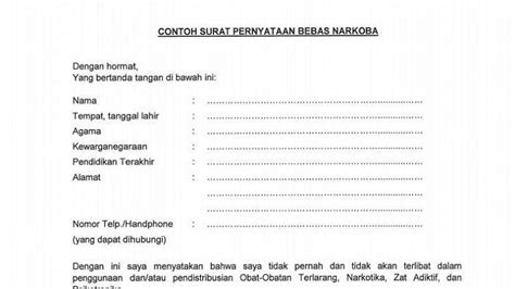 Lebih disukai bagi yang paham tentang sosial media (ig, fb, twitter, dll) penempatan di kantor cabang klaten; Contoh Surat Pernyataan Bebas Narkoba untuk Syarat CPNS Kemenag 2019, Berikut Draft dan Link PDF ...