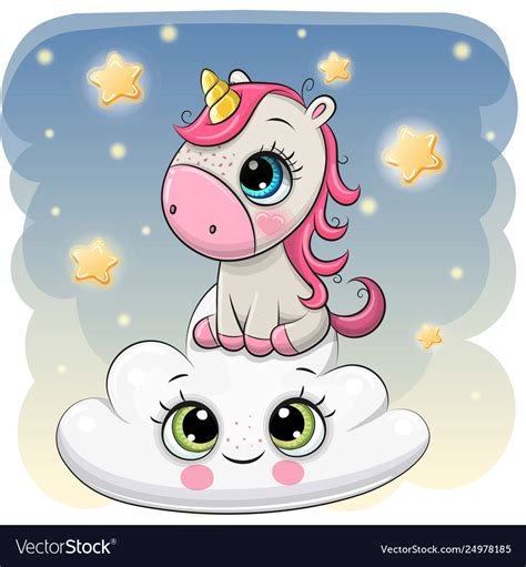 Cute Unicorn A On Cloud Royalty Free Vector Image