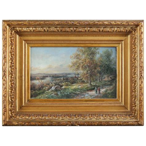 Antique English Oil On Board Landscape Painting Circa 1880 For Sale At