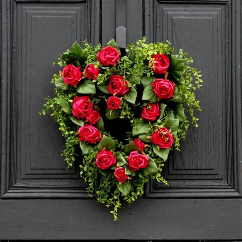 Red Rose Mini Heart Wreath 14 In 2021 Heart Shaped Wreaths Heart