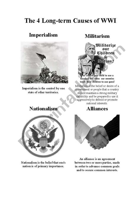 English Worksheets The 4 Long Term Causes Of Wwi Poster