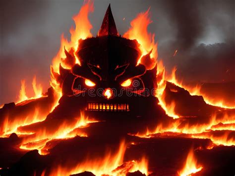 Fire Flames On A Black Background Evil Fire Monster In The Hell Ai