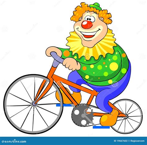 Équitation Heureuse De Clown Sur Un Vélo Illustration De Vecteur
