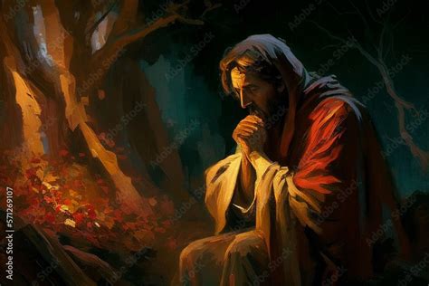 Jesus Christ In Deep Prayer In The Garden Of Gethsemane Oil Painting