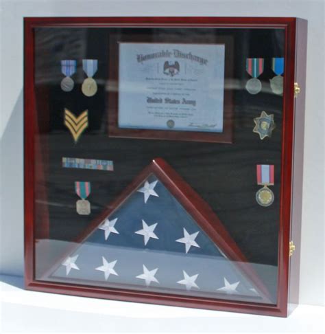 Displayts American Flag Display Case Military Shadow Box Cabinet