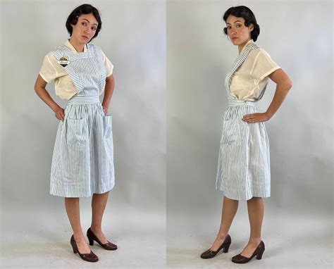 1950s Dorothys Darling Pinafore Dress Vintage 50s Blue And White