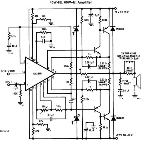 See circuit diagram and parts to make it. Schematic Diagram Of 100 Watts Amplifier