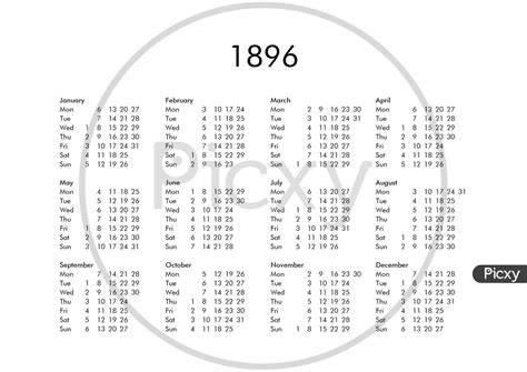Image Of Calendar Of Year 1896 My708984 Picxy