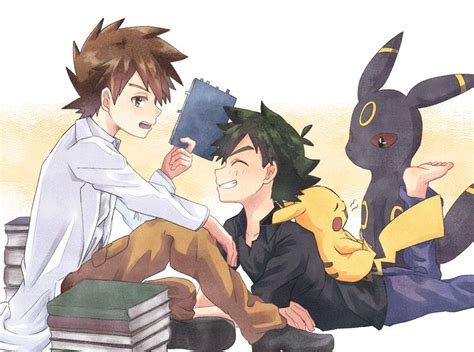 Gary And Ash Satoshi And Shigeru Trong Anime Pokemon
