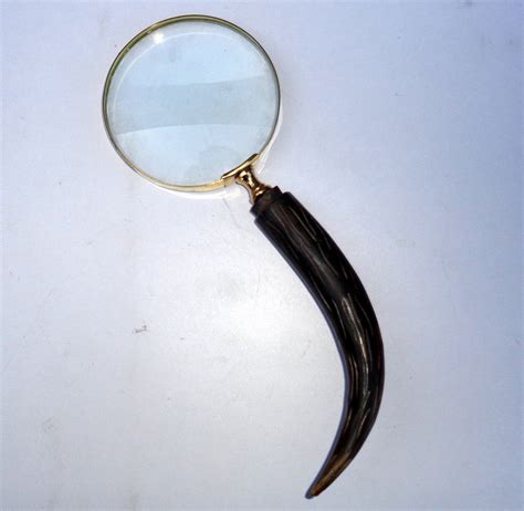 Vintage Brass Magnifying Glass Magnifier With Horn Handle Etsy