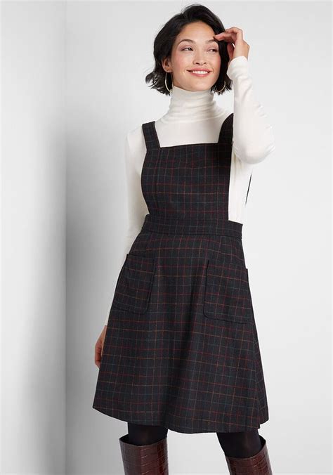 Ode To Excellence Plaid Jumper Skirt Design Casual Dress Outfits