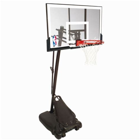 The Spalding Gold Basketball Portable System Features Wheeled Base