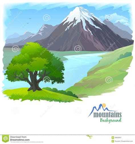 Snow Mountain River And Lonely Tree Royalty Free Stock Photography