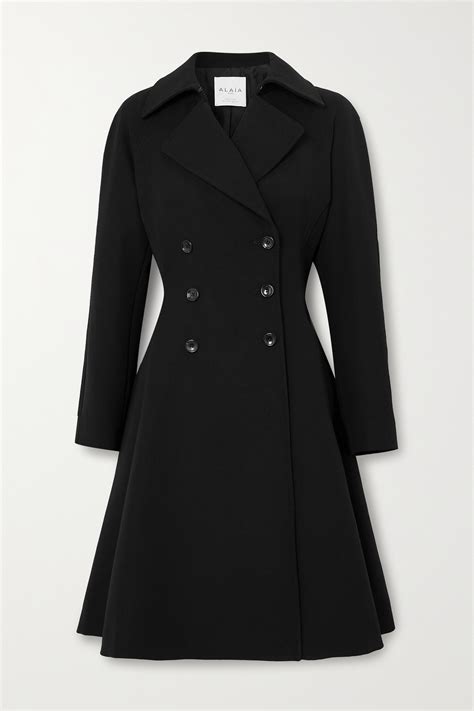 Black Editions double breasted wool twill coat ALAÏA NET A PORTER