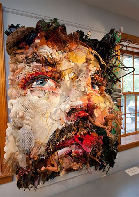 tom deininger creates large scale collages from found objects scavenged from trash and donated