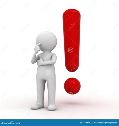 3d Man With Red Exclamation Mark Stock Photo Image 26504980