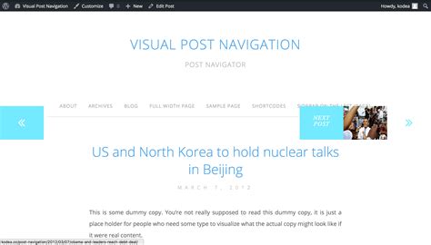 Visual Post Navigation For Wordpress By Kodea Codecanyon