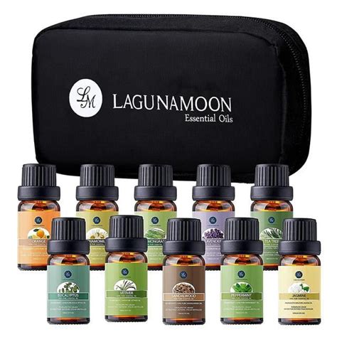 Lagunamoon Fragrance Essential Oils W Travel Bag 10 Pc Set Pure