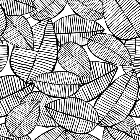 Vector Seamless Leaf Pattern Black And White Background Made With