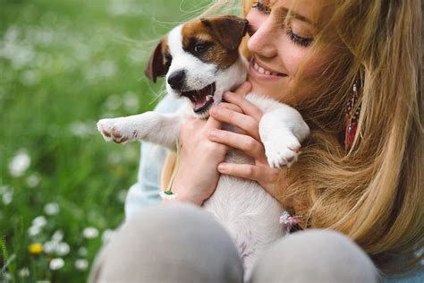 Happy Woman With Dog By Stocksy Contributor Simone Wave Stocksy