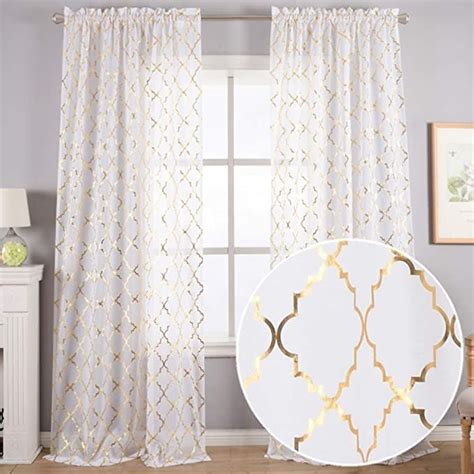 Kotile White Sheer Curtains Inch Length Gold White Sheer Curtains