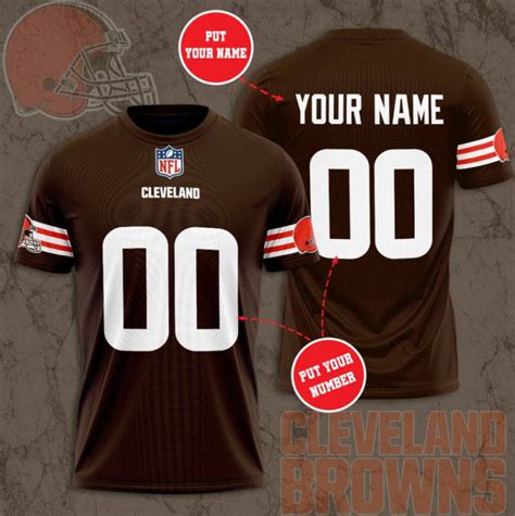 Cleveland Browns Custom Jersey Nfl Personalized 3d All Over Print T Shirt
