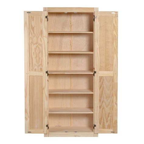 Kitchen storage pantry cabinet cupboard food organizer wooden tall shelf. Kitchen Pantry Storage Cabinet Unfinished Pine Wood ...