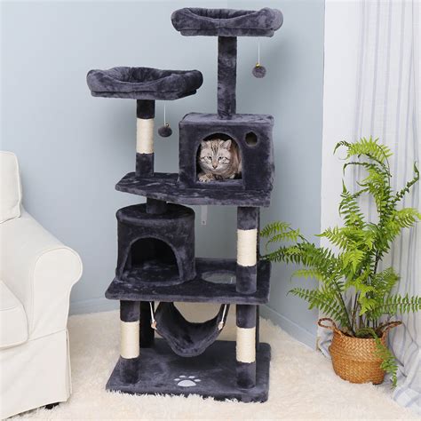 Style Cat Tower With Hammock Frisco 64 In Cat Tree With Hammock Condo 2 Top Perches With Bed